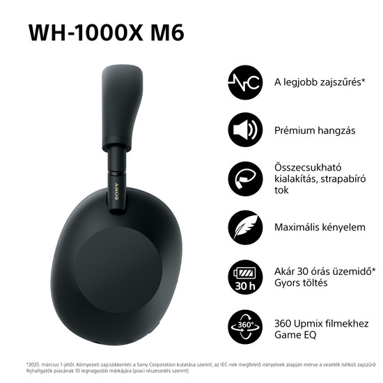 Sony Noise Cancelling WH-1000XM6 vezeték nélküli fejhallgató