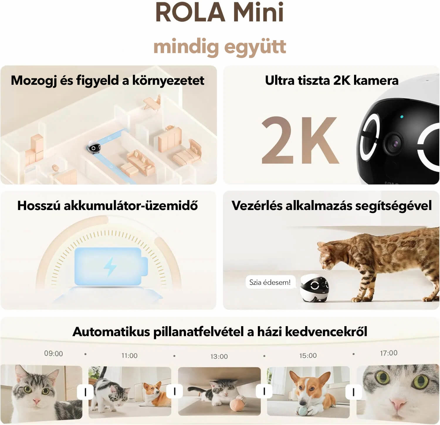 Enabot ROLA Mini robot - Robotikus társ 2K kamerával
