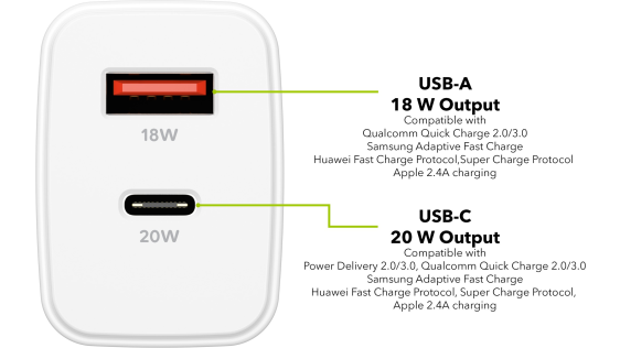 AlzaPower A101 Fast Charge 20W-os fehér hálózati töltő
