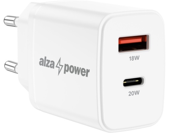 AlzaPower A101 Fast Charge 20W-os fehér hálózati töltő
