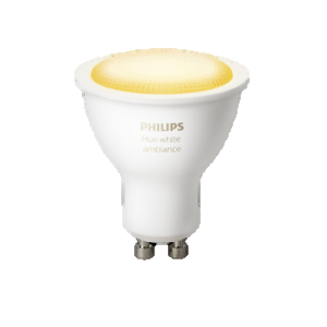A GU10 foglalatú Perfect Fit spotizzó ideális asztali és hordozható lámpákhoz. Perfect Fit; Philips Hue White Ambiance; spotvilágítás; GU10 spotizzó