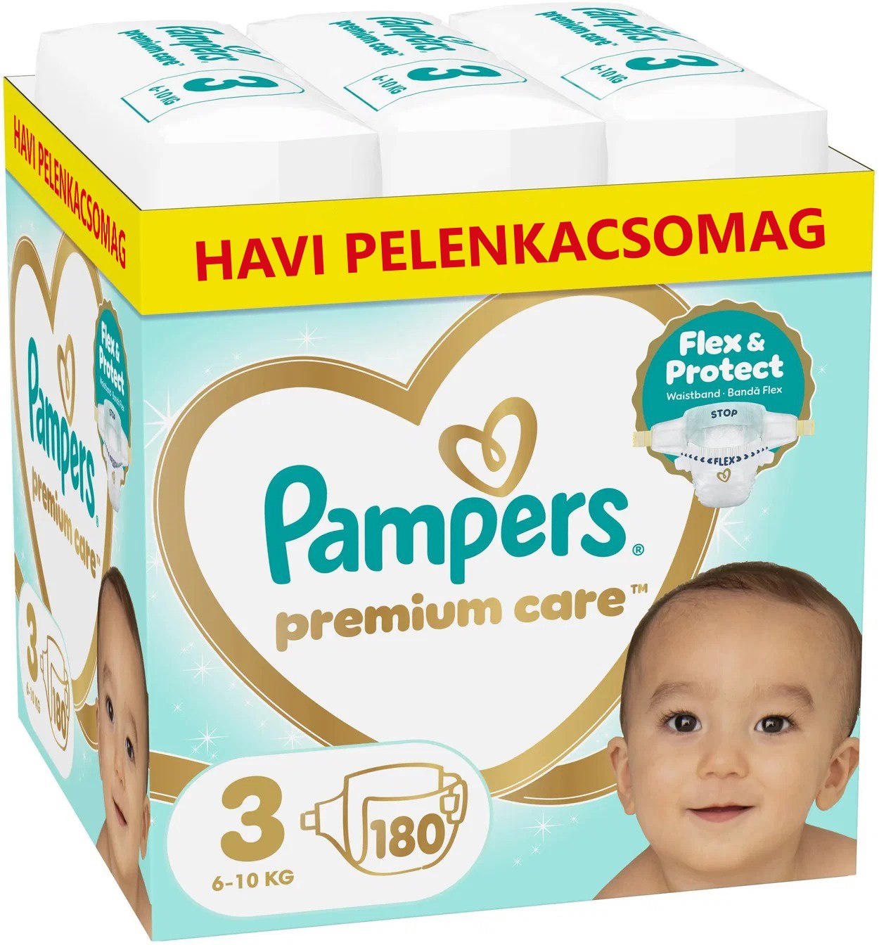 PAMPERS Premium Care, 3 bugyipelenka (180 db)