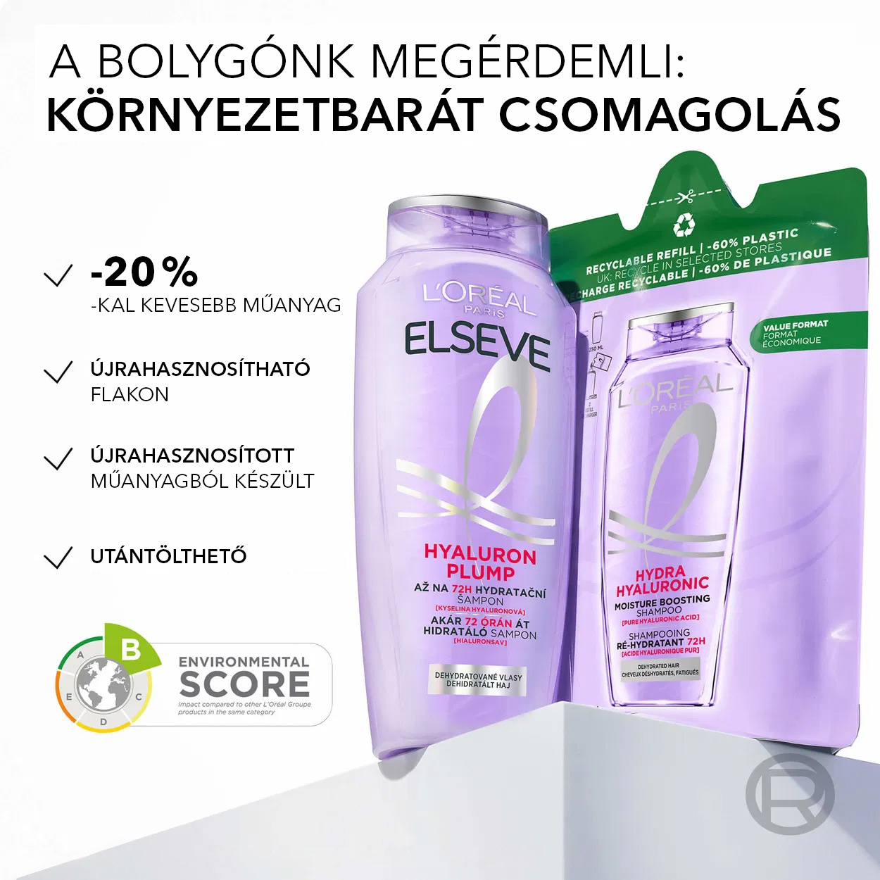 L'ORÉAL PARIS Elseve Hyaluron Plump 72H sampon 400 ml