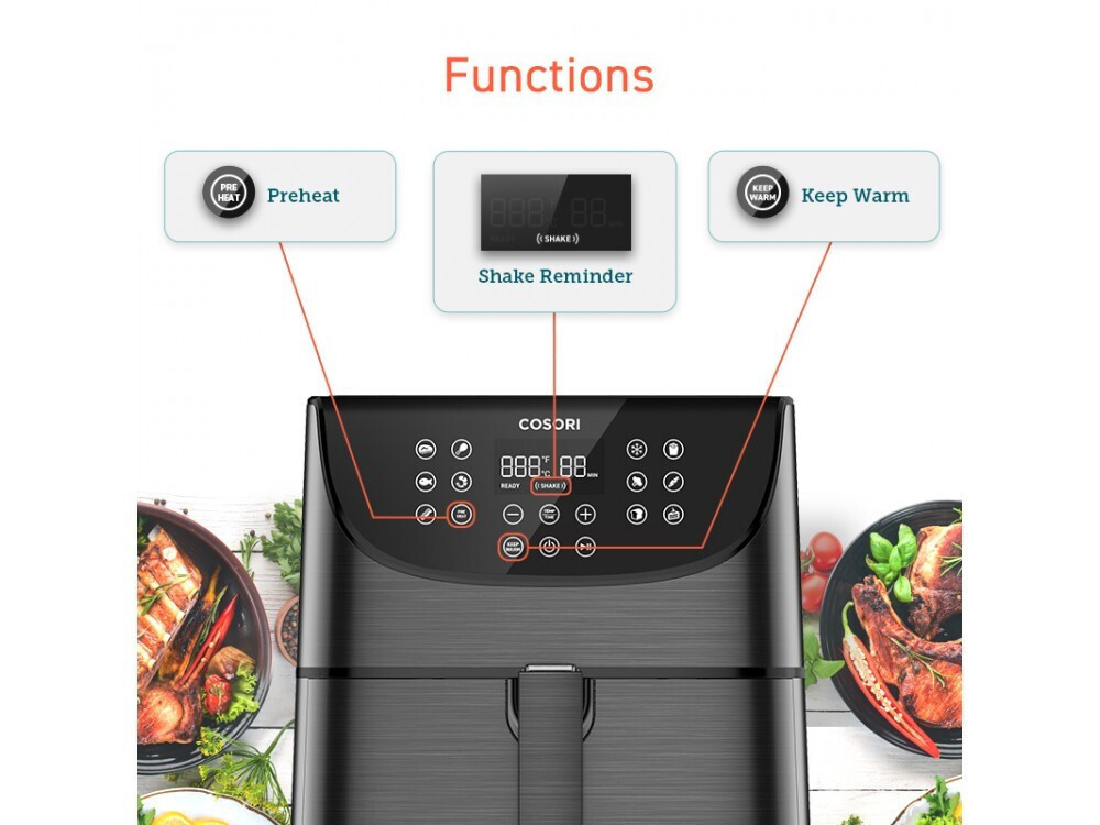 Cosori CP158-AF PREMIUM airfryer – 5,5L + 5× nyárs és grillrács, piros