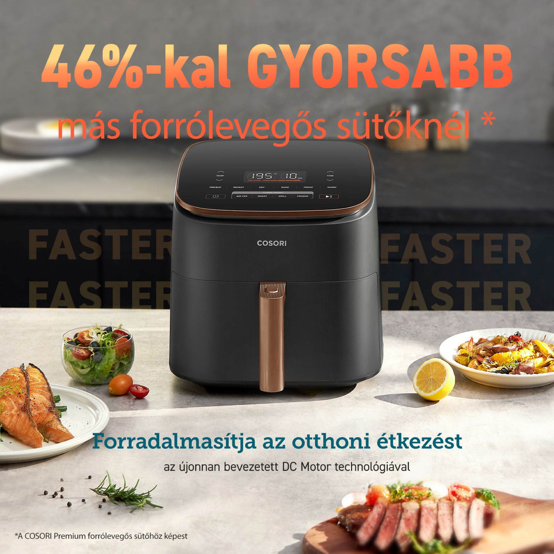 Cosori TurboBlaze Pro 6,2L airfryer + 5× nyárs és grillrács