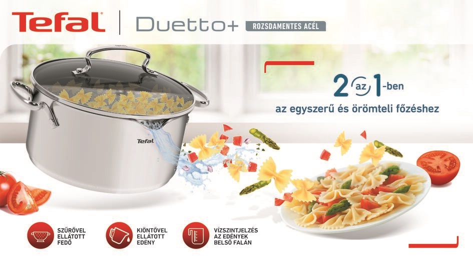Tefal 22cm Duetto+ G7197956 magas edény fedővel