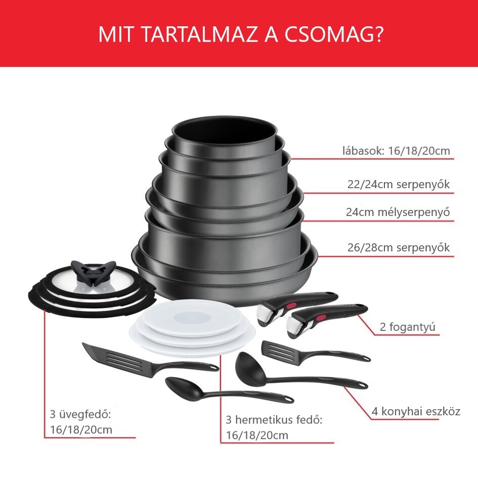 Tefal Ingenio Daily Chef On L7619402 edénykészlet, 20 db