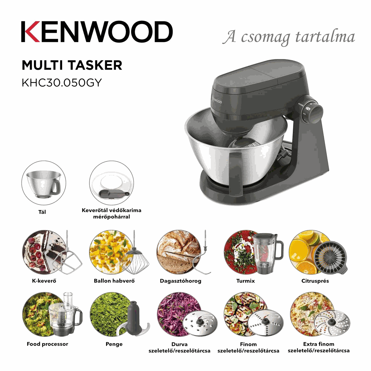 Kenwood MultiTasker KHC30.050GY konyhai robotgép