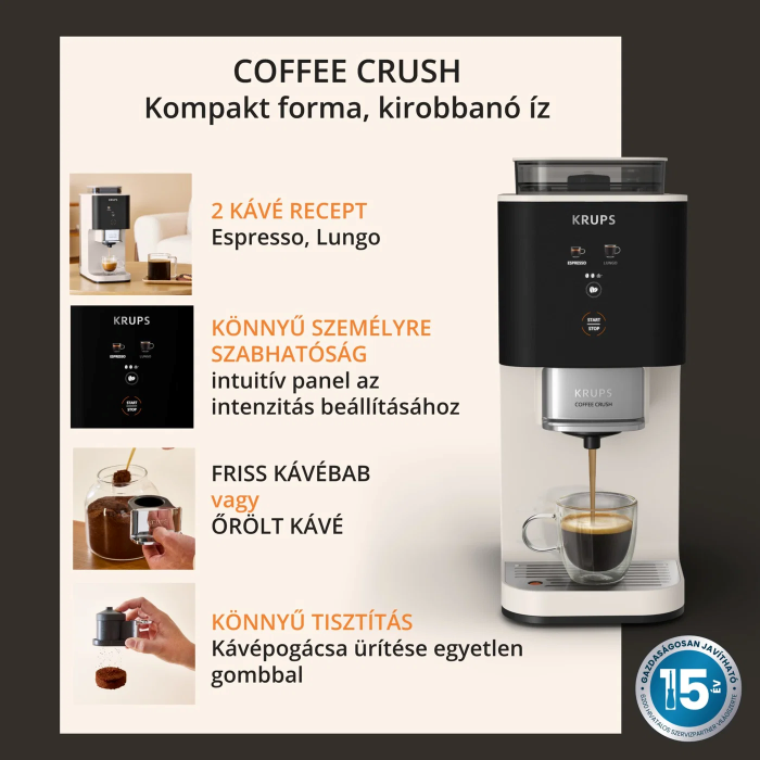 KRUPS SA4001E0 Coffee Crush Ivory automata kávéfőző