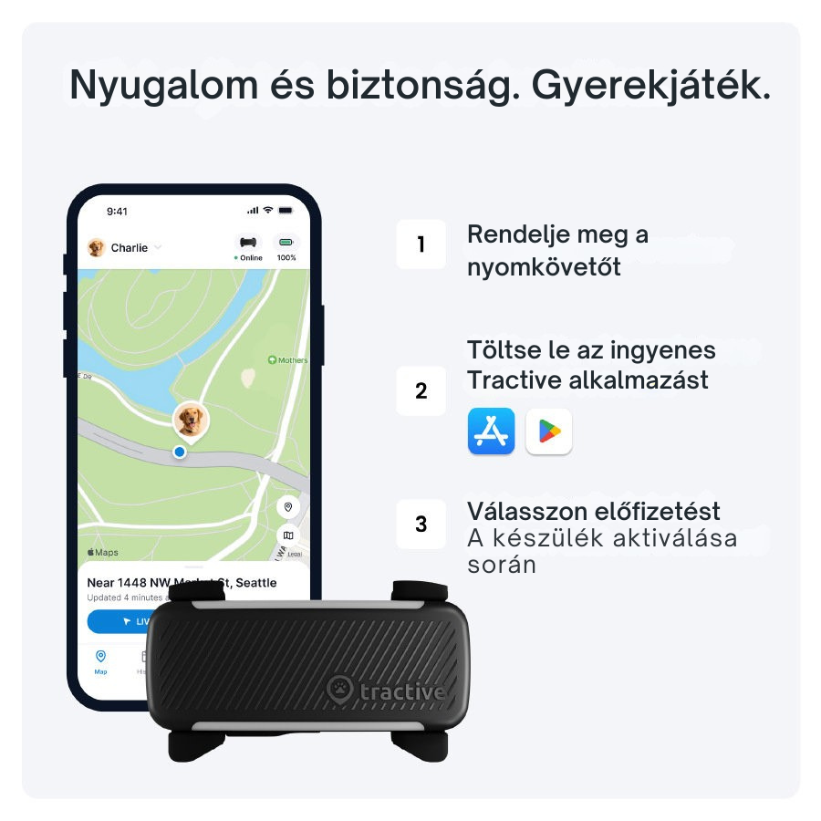 Tractive DOG 6 - GPS-nyomkövető kutyáknak és egészségügyi monitor, fekete