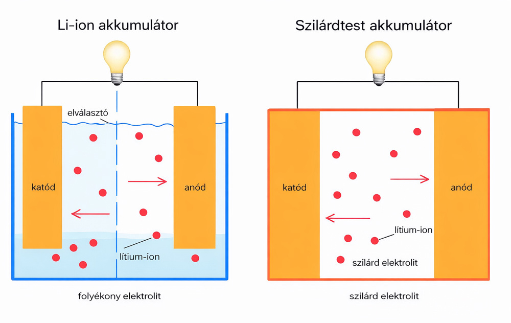 Li-ion akkumulátor, szilárd elektrolitos akkumulátor, infografika