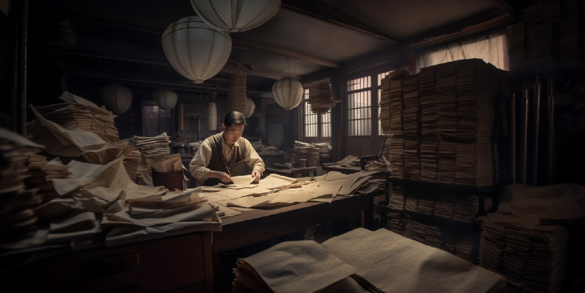 Kínai írnok. Forrás: Midjourney.com, Václav Závada