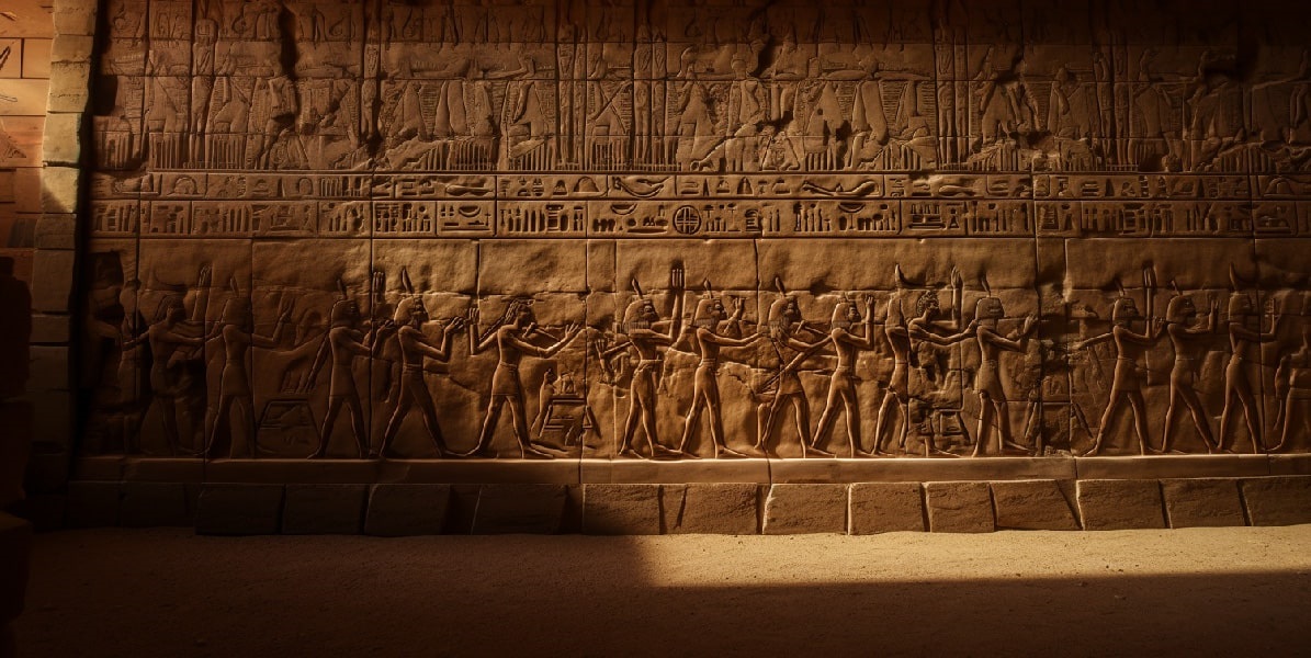 Egyiptomi templom. Forrás: Midjourney.com, Václav Závada