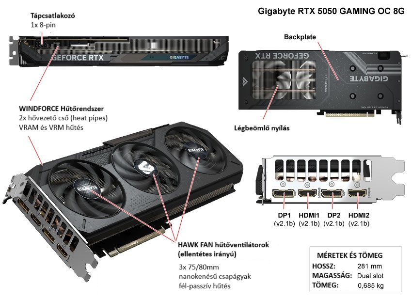 Gigabyte RTX 5050 GAMING OC 8G leírás