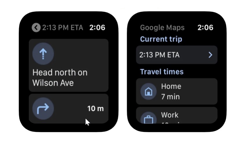 Google Maps az Apple Watch-on