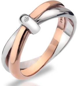 Rózsa és fehér aranyozott gyémánt gyűrű