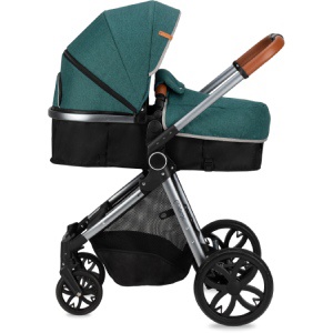 MoMi zöld 2 az 1 ben babakocsi mózeskosárral