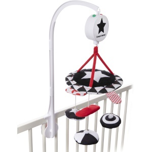 kontrasztos zenélő forgó kiságyra