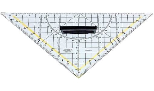 vezetőéllel ellátott háromszögvonalzó 