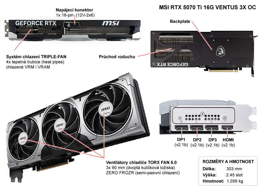 MSI RTX 5070 Ti 16G VENTUS 3X OC leírás