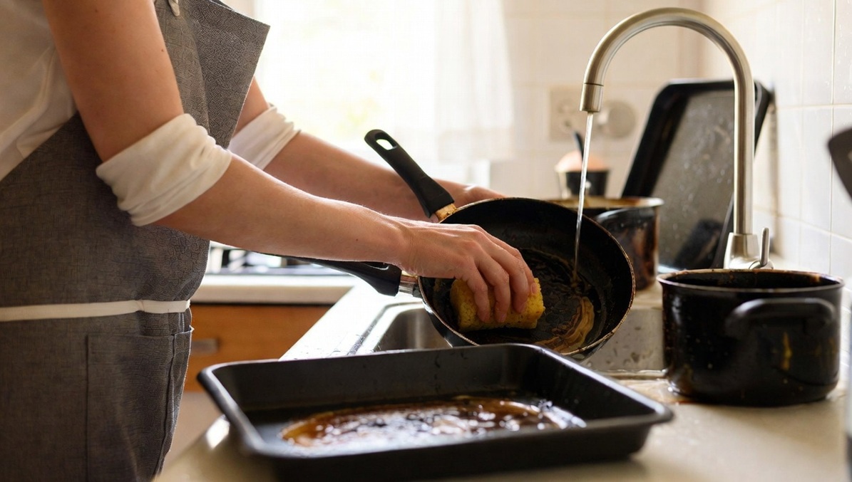 Leégett edény tisztítása