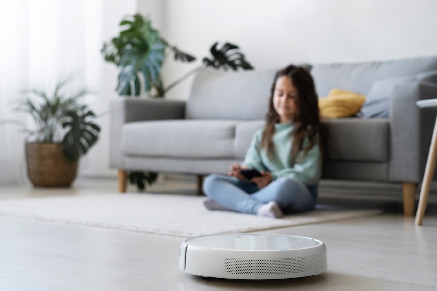 Xiaomi robotporszívó felmosó modern nappaliban