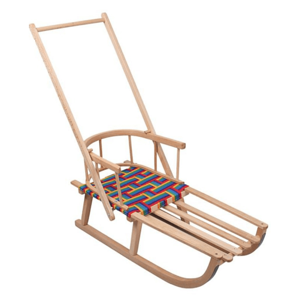 Szánkó támlával és fogantyúval