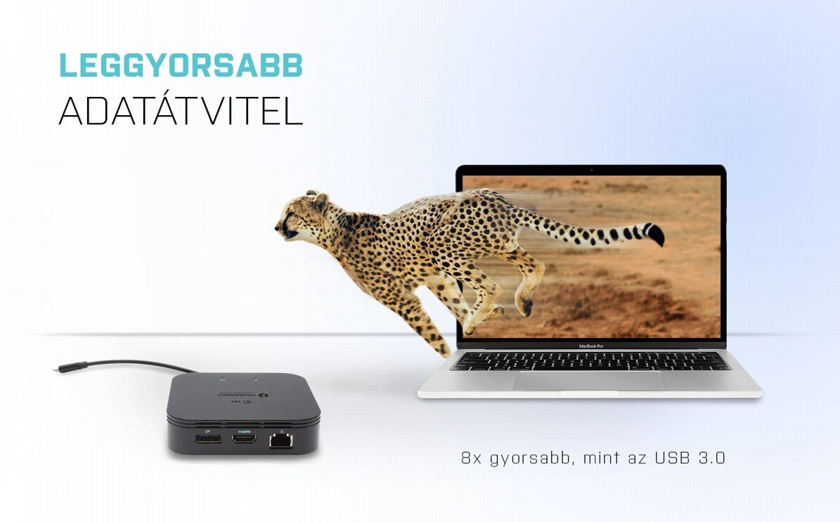 i-tec Thunderbolt 3/USB-C Dual DisplayPort 4K multifunkciós dokkolóállomás