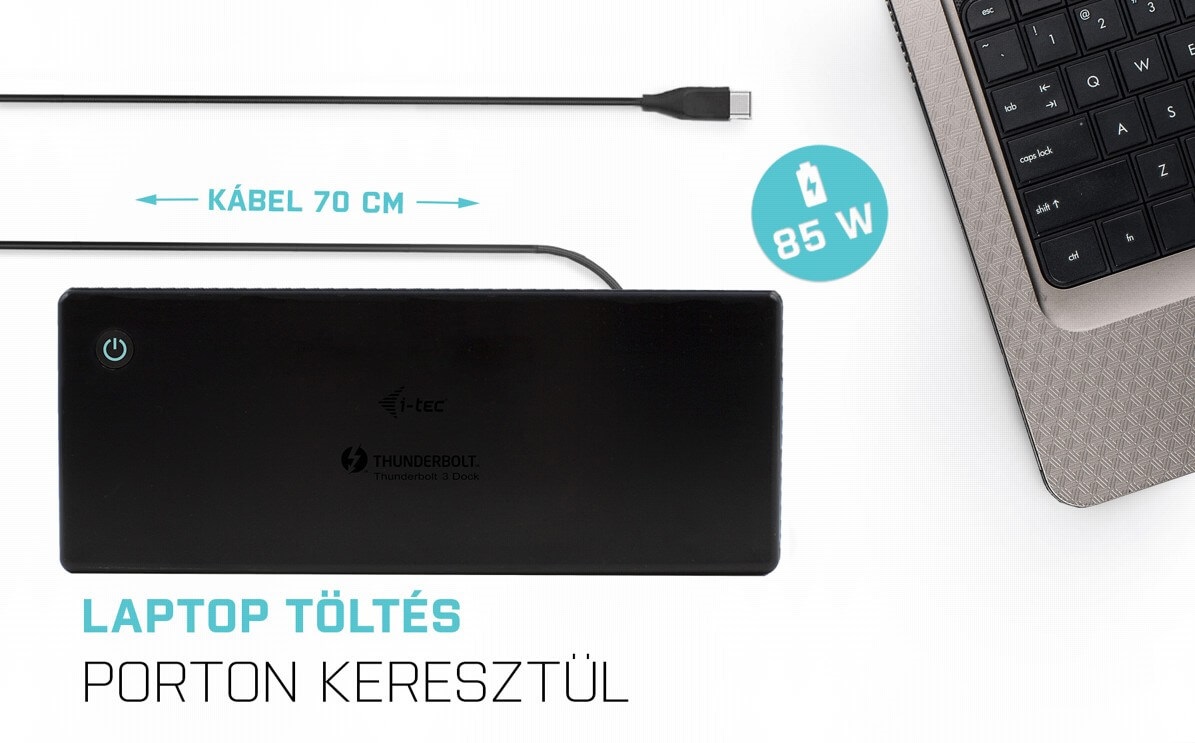 i-tec Thunderbolt 3/USB-C Dual DisplayPort 4K multifunkciós dokkolóállomás