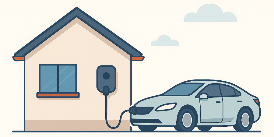 elektromos autó, wallbox, ház