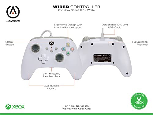PowerA pro Xbox Series X|S vezetékes kontroller - White
