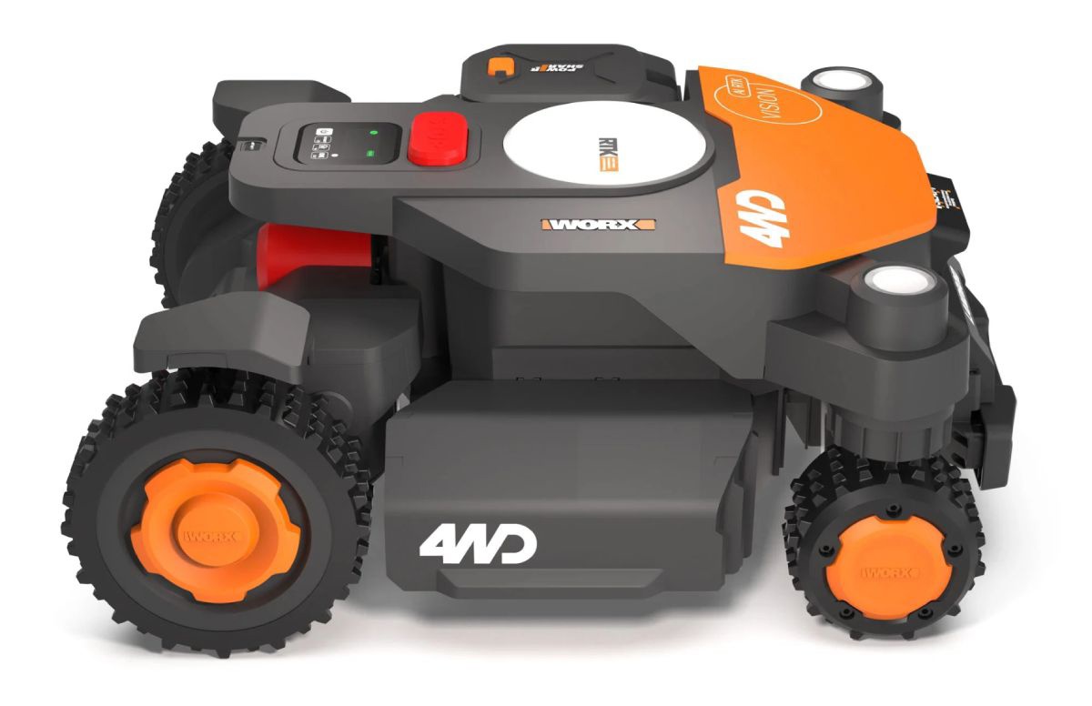 A négykerék-meghajtású WORX Landroid Vision Cloud 4WD 84%-os emelkedőn is helytáll