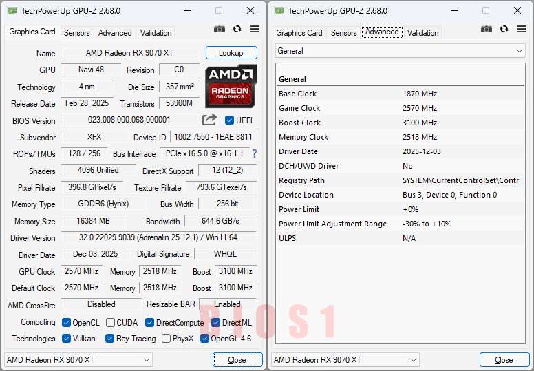 XFX Mercury RX 9070 XT OC Magnetic Air 16G GPUZ