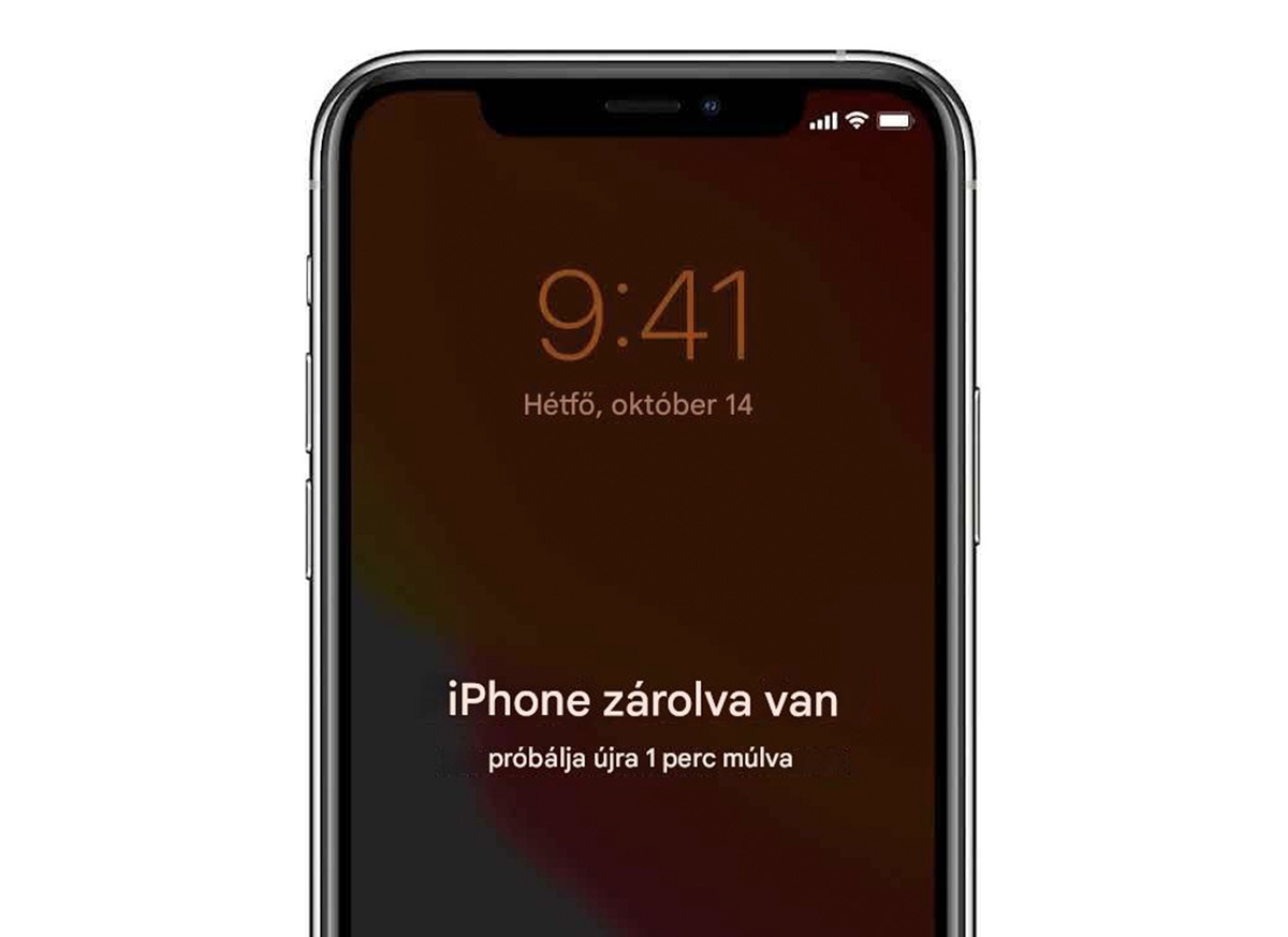 iPhone zárolása hibás kód után