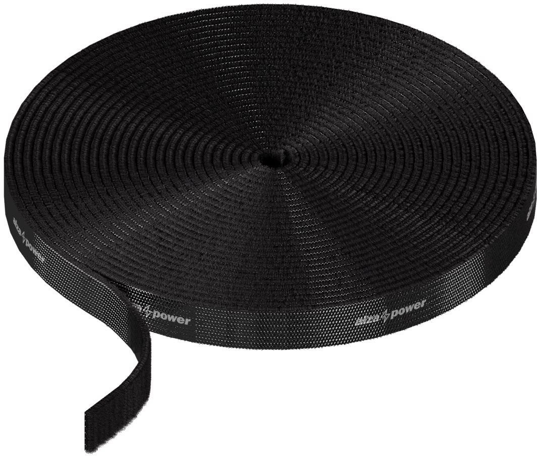 AlzaPower VelcroStrap+ tekercs 10m fekete