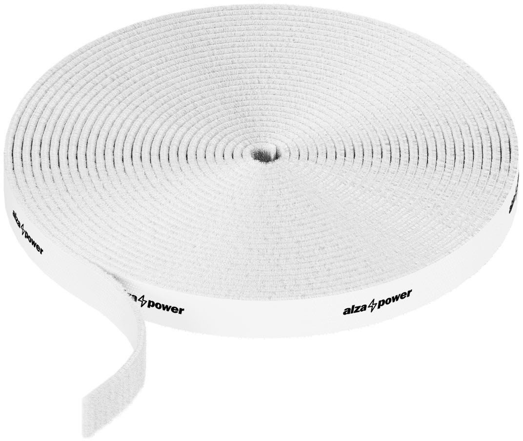 AlzaPower VelcroStrap+ tekercs 10m fehér