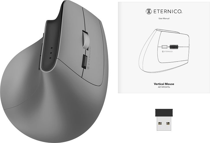 Eternico Wireless 2.4 GHz & Double Bluetooth Rechargeable Vertical Mouse MV470 Eternico Wireless 2.4 GHz & Double Bluetooth Rechargeable Vertical Mouse MV470