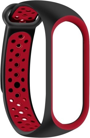 Eternico Sporty szíj Xiaomi Mi band 5 / 6 / 7 Solid Black and Red készülékhez