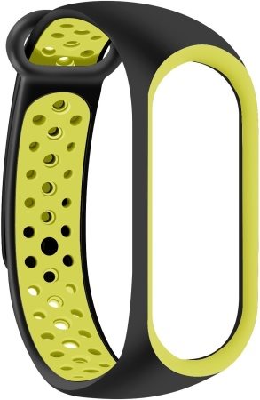 Eternico Sporty szíj Xiaomi Mi band 5 / 6 / 7 Solid Black and Yellow készülékhez