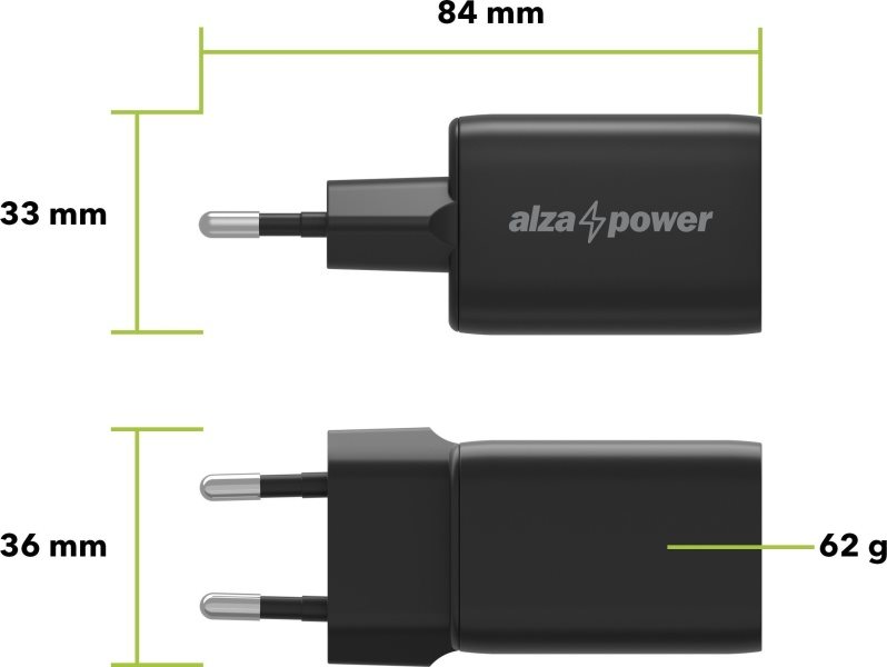AlzaPower A133 Fast Charge 33W fekete + Core USB-C (M) 2.0 to Micro USB (M) 2A Cable 0.5m fekete szett