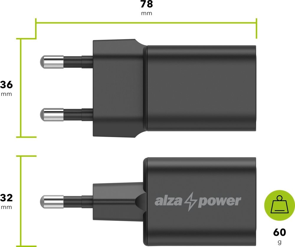 AlzaPower G400CA Fast Charge 35W hálózati töltő, fekete