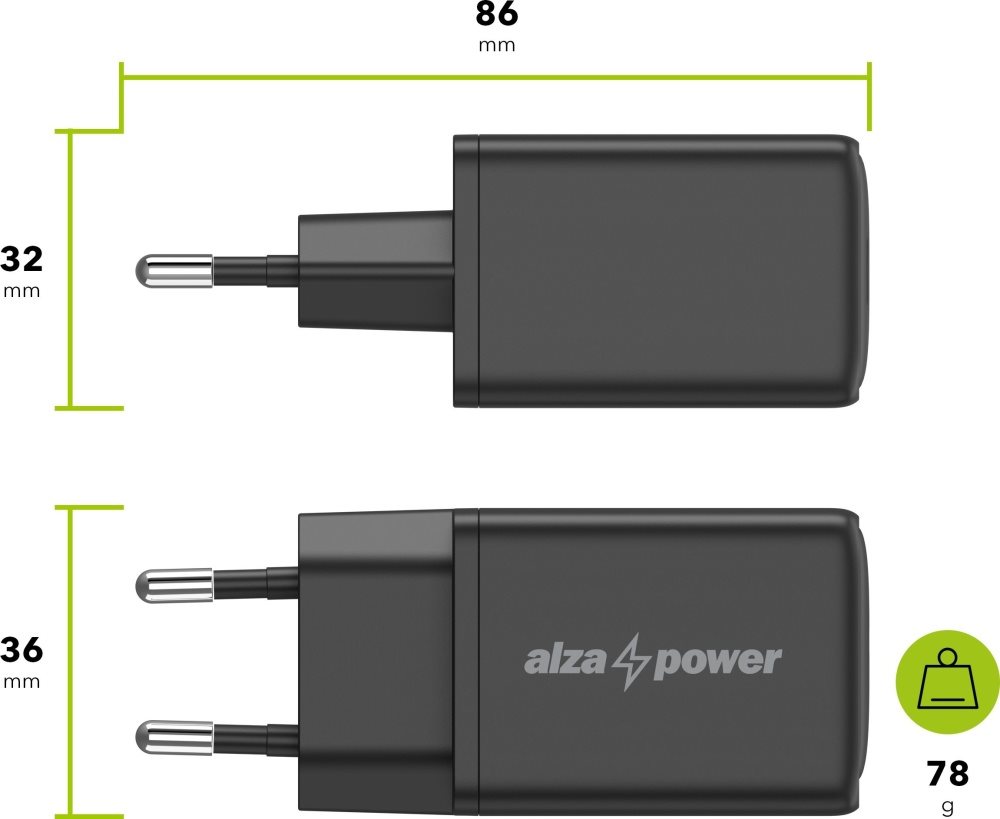 AlzaPower G500CC Fast Charge 45W hálózati töltő, fekete
