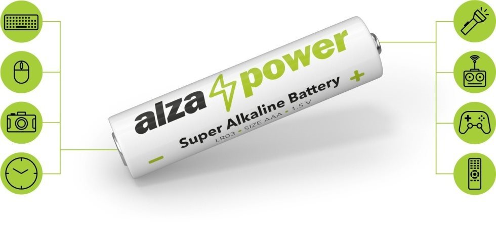 AlzaPower Super Alkaline LR03 (AAA) eldobható elem, 4db 