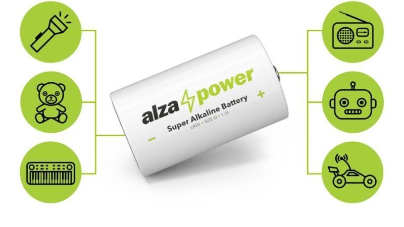 AlzaPower Super Alkaline LR20 (D) eldobható elem, 2db
