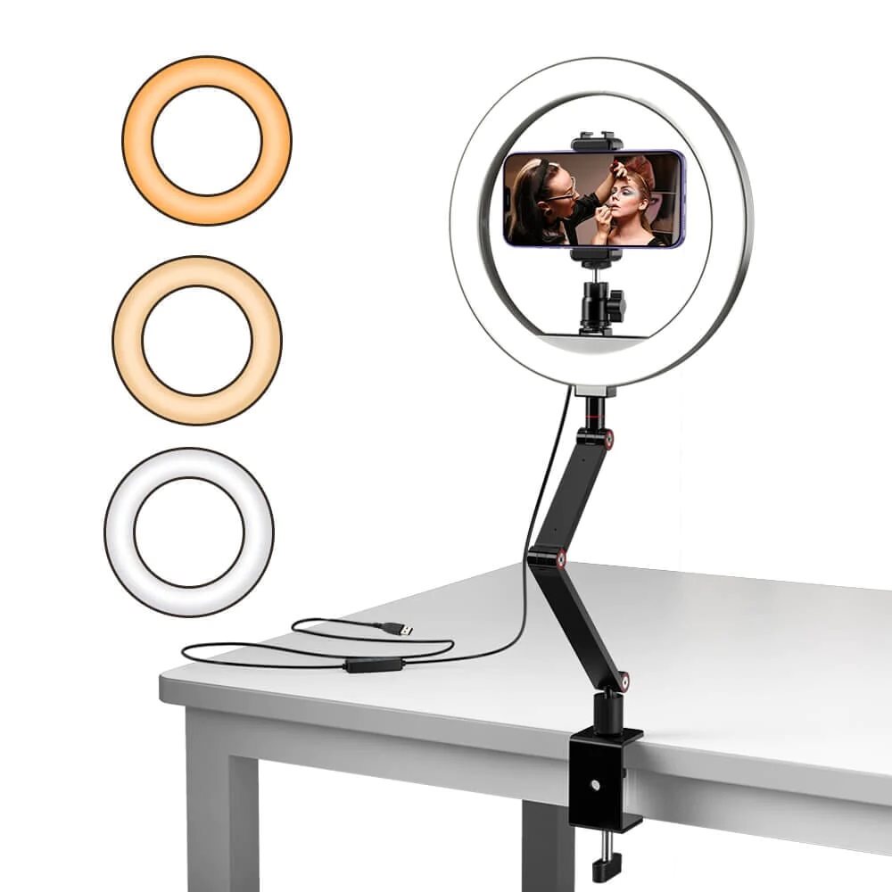 Apexel Clip Flexible Desk stand with ring light for overhead photography stúdió világítás