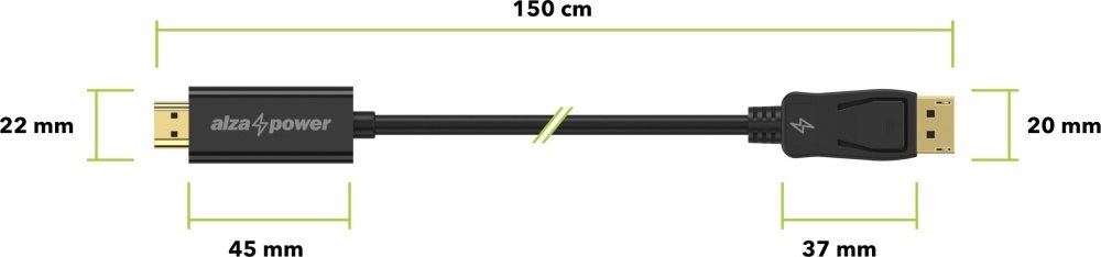 AlzaPower Core DisplayPort (M) to HDMI (M)