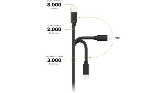 AlzaPower Core USB-C (M) 2.0 - Mini USB (M) 2A kábel 0.5m
