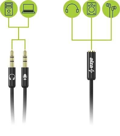 AlzaPower 3,5mm Jack 4P-TRRS (F) to 2x3,5mm Jack (M) AlzaPower 3,5mm Jack 4P-TRRS (F) to 2x3,5mm Jack (M)