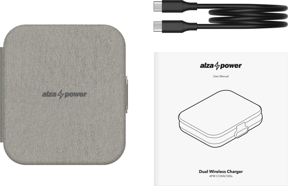 AlzaPower WAC500G Dual Wireless Charger MagSafe vezeték nélküli töltő, szürke