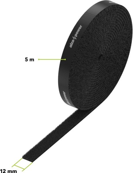 AlzaPower VelcroStrap+ Roll 5m fekete